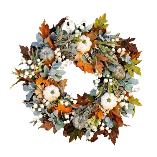 Wreath Autumn Maple Leaf Harvest Garland Thanksgiving Party Household Wall Front Door Decor Rattan 45X45Cm