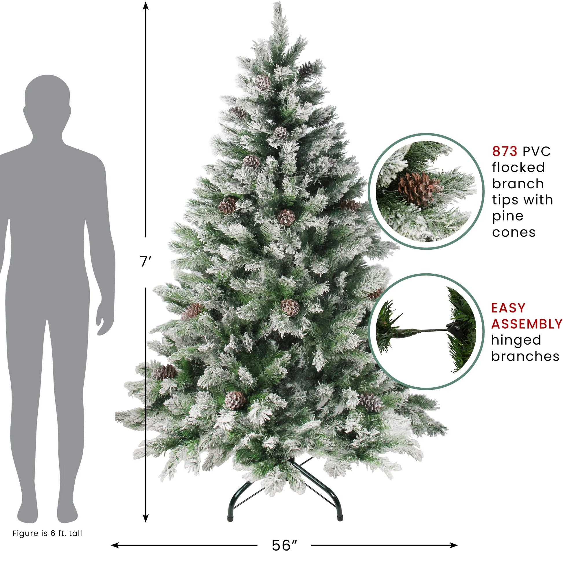 7' Flocked Angel Pine Artificial Christmas Tree - Unlit