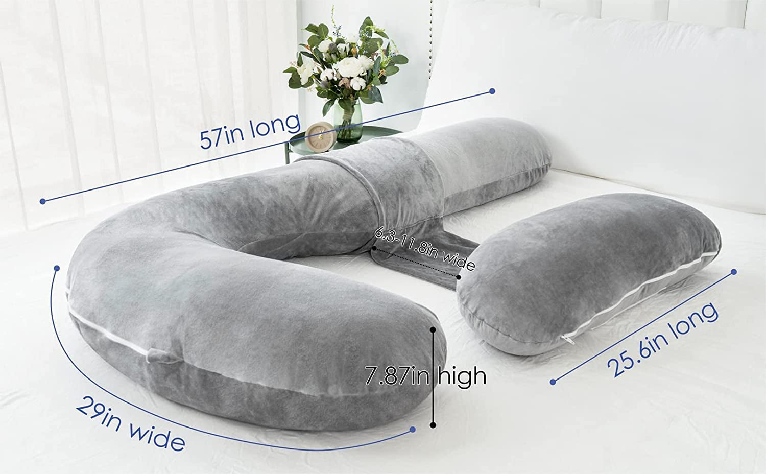 "Ultimate U-Shaped Pregnancy Pillow for Comfort: Full Body Support with Removable Velvet Cover - Perfect for Expecting Moms!"