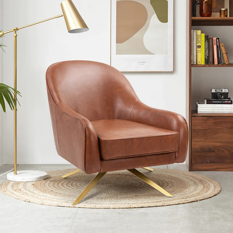 Pokorny 28.4'' Wide Faux Leather Swivel Armchair